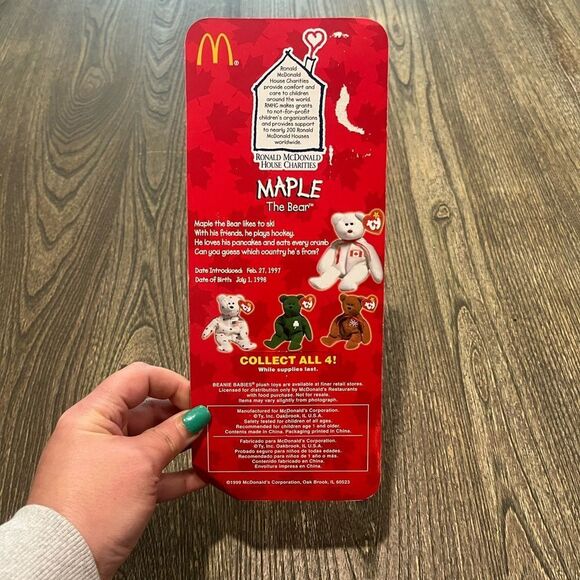TY Ronald McDonald House Charity Teenie Beanie 1999 Maple The Bear Cream - Picture 6 of 6